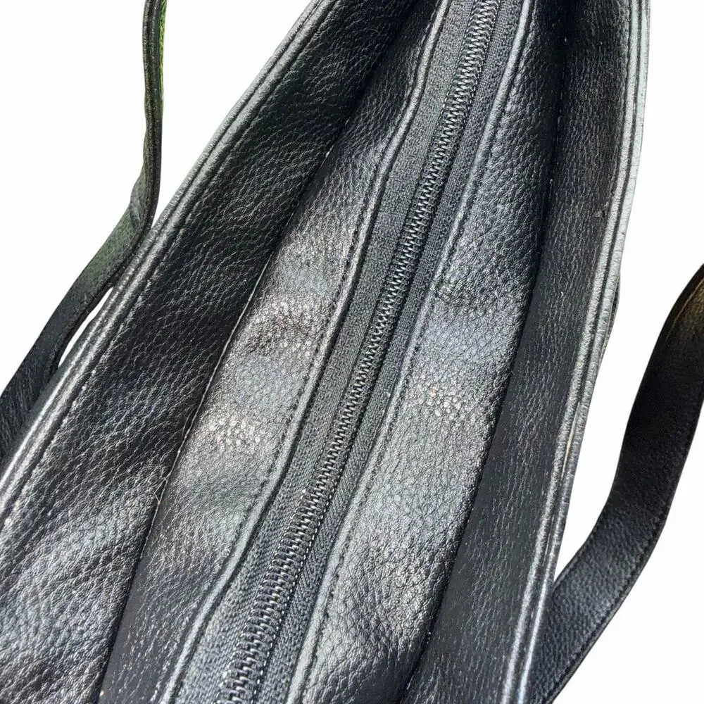 The Sak Black Pebbled Leather Shoulder Tote Bag Zip Top